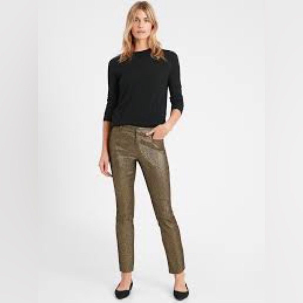 Banana Republic Sloan Trouser Deep Brown Bronze Shimmer Sparkle Size 4​​​​​​​​